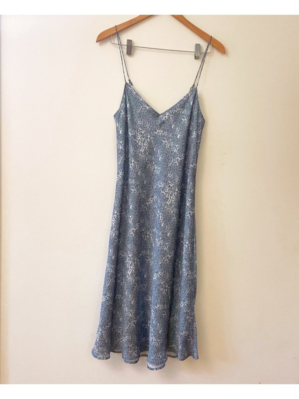 Paige Blue Leopard Print Slip Dress, Size Small